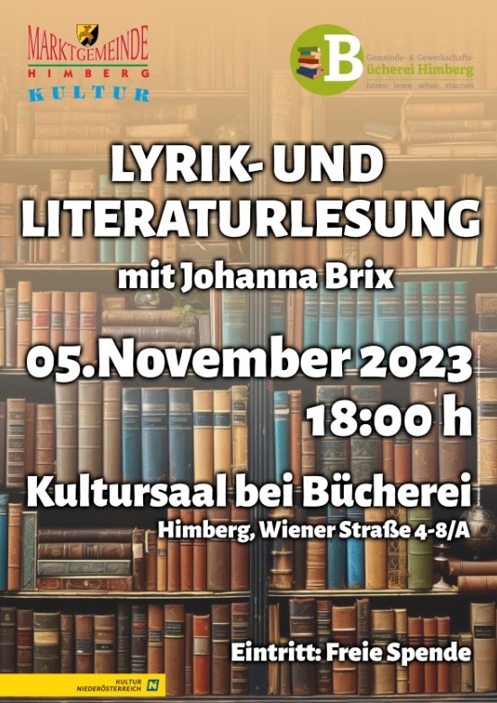 Plakat mit Daten (Datum und Uhrzeit) zur Lesung